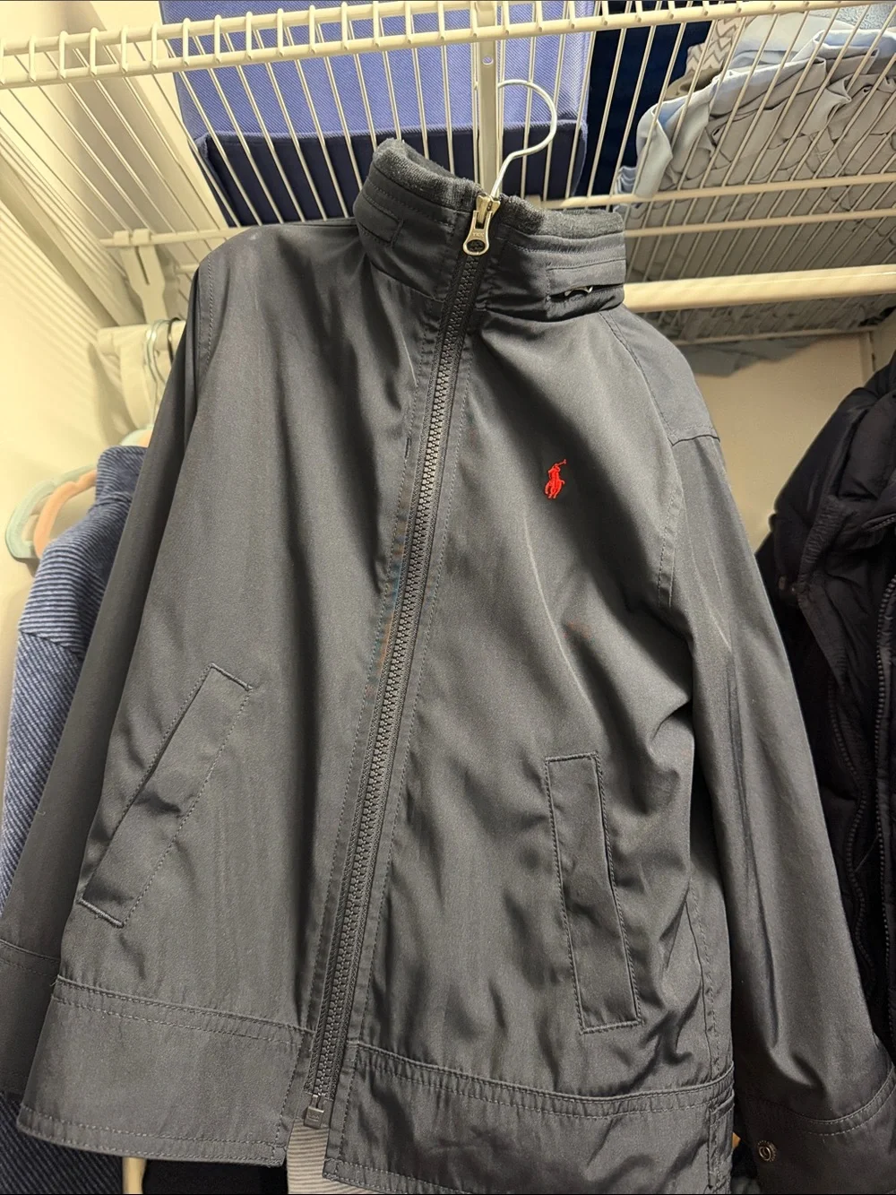 Ralph Lauren Dark Gray Zip-Up Jacket with Red Pony